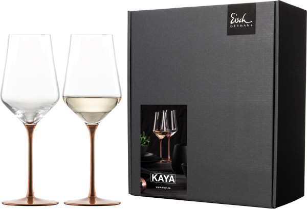 Eisch Glas Kaya Eisch Glas 2 | Copper Eisch Glas Weißweingläser | Marken Kaya i.Geschenkkarton | 518/3