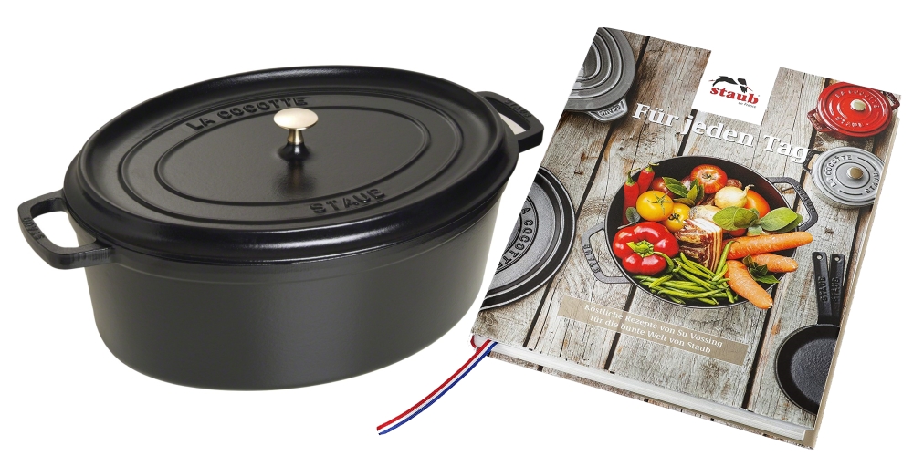 Staub Cocotte Bräter Gusseisen oval France Marken Cocotte | Staub Staub Ø Cocotte 41 | cm / Bräter France / schwarz | 41cm Bräter Staub oval 